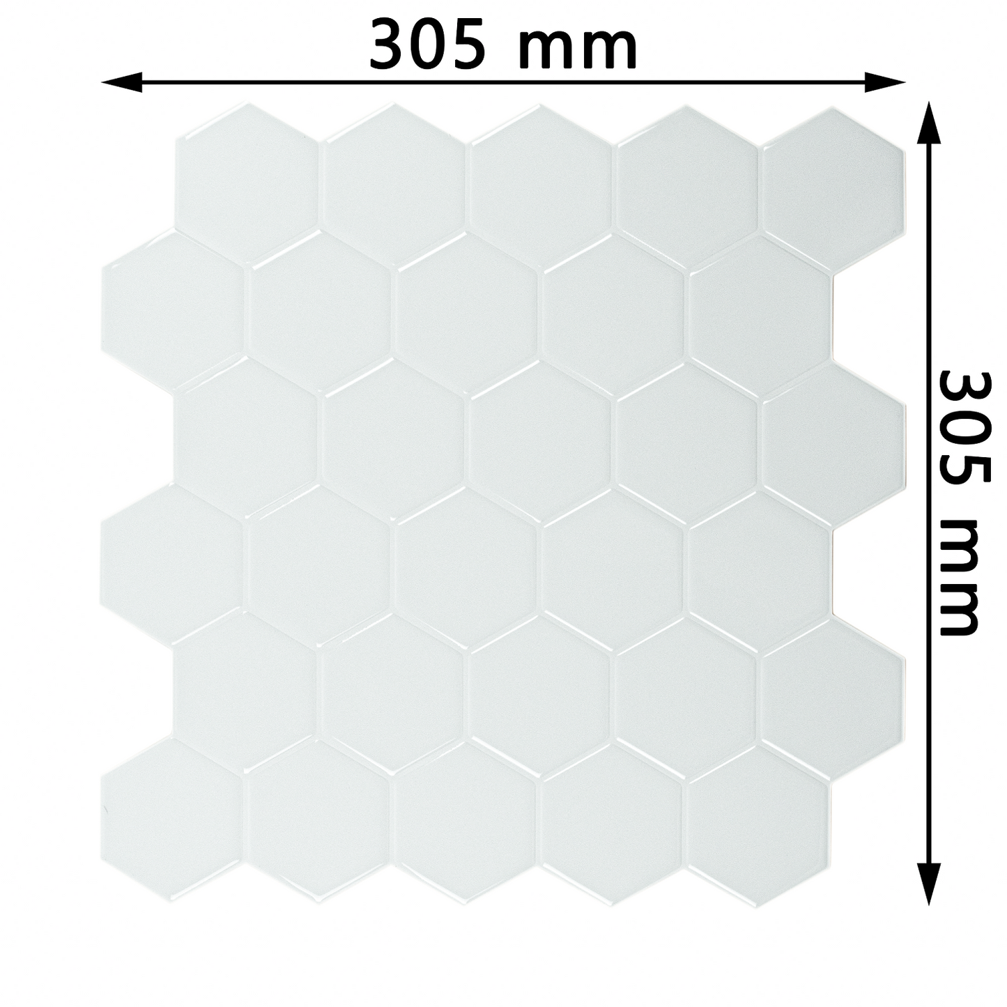 Hexagon Hvit selvklebende flis