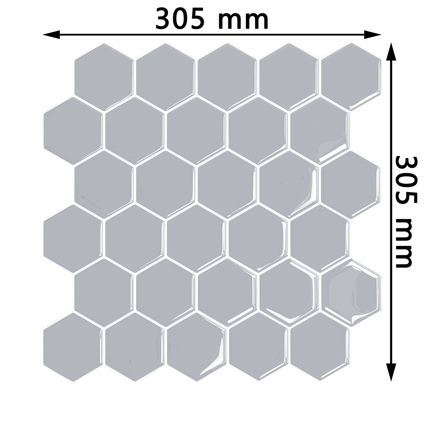 Hexagon Grå selvklebende flis