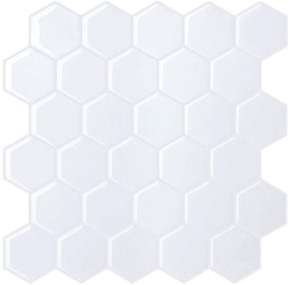 Hexagon Hvit selvklebende flis