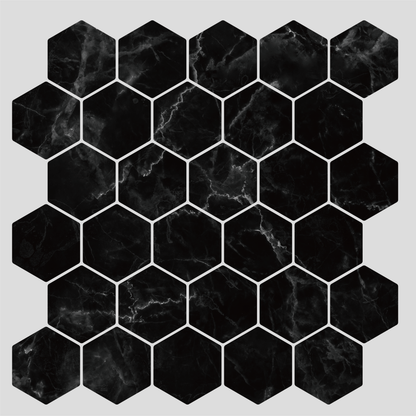 Hexagon Svart Marmor selvklebende flis