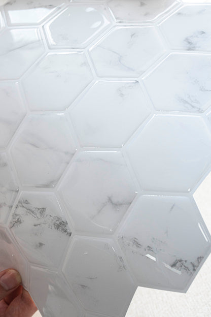 Hexagon Hvit Marmor selvklebende flis